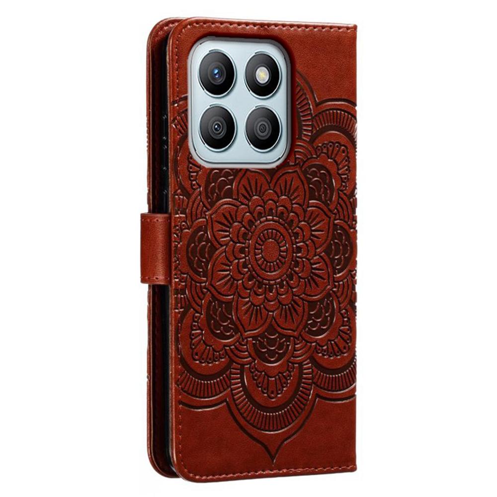 For Honor X8b 4G Case PU Leather Mandala Imprinted Design Wallet Phone Cover