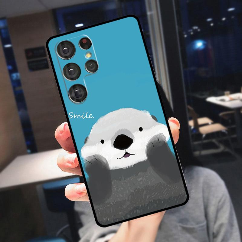 Cute Cartoon Otter Case For Samsung Galaxy S22 S23 Ultra S21 S20 FE S9 S10 Note 10 Plus Note 20 Ultra Cover
