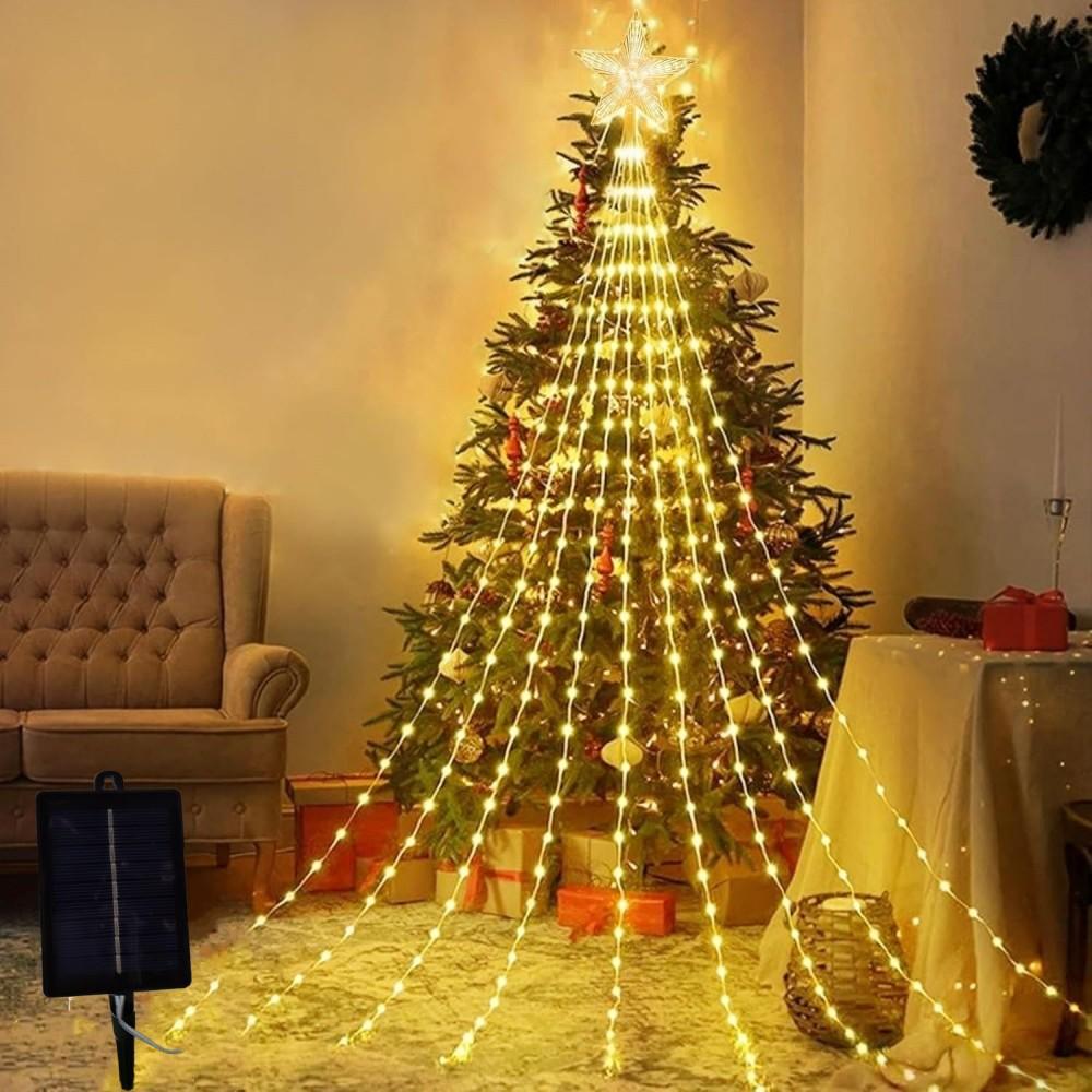 USB Copper Wire Flowing Star Waterfall Christmas Lights for Outdoor Decoration