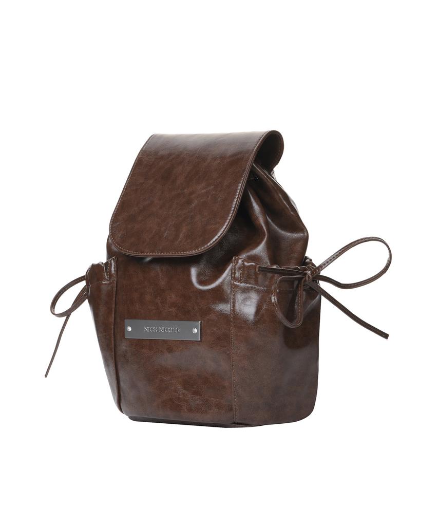 Nick&Nicole Crystal Leather Shirring Backpack_Brown