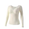 Thermal Wool & Silk Base Layer Set with Seamless Integrated Bra and Chest Pads for Autumn Warmth