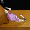 Silver Copper Wire Wrapped Agate Geode Stone Open Cuff Bracelet For Women Druzy Drusy Bracelet Handmade Jewelry Gift Dropship