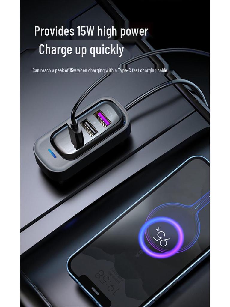 Multifunctional Rear Seat Car Charger with Bluetooth MP3 Player & FM Transmitter