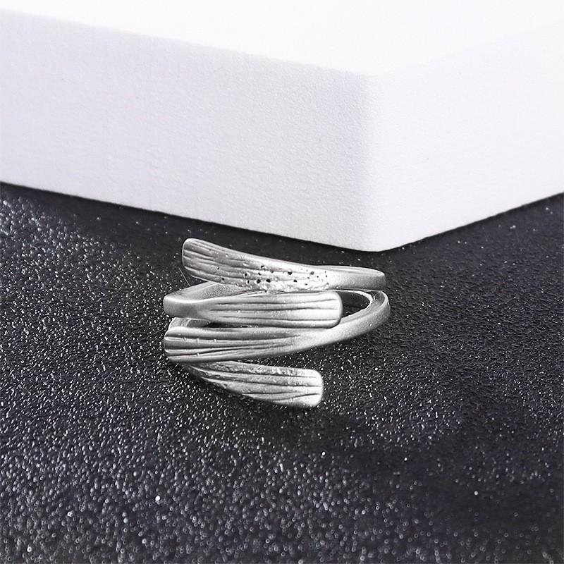 Adjustable Vintage Couple Ring Hand Hammered Texture Geometric Design Unisex Copper Plated Band