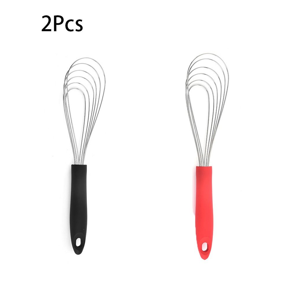 2 Pcs New Stainless Steel Gravy Whisk Rubber Non Slip Egg Whisk Sector Multi-purpose Foldable Whisk Cooking