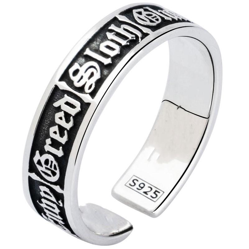 Adjustable Open Ring Men Women Vintage Punk Geometric Sterling Seven Deadly Sins Design Hip Hop Statement