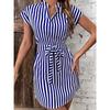 Spring Summer Women's Sleeveless Striped Lace Up Casual Dresses