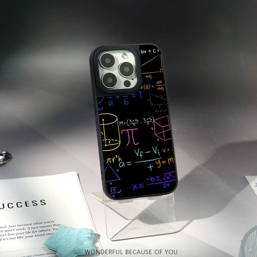 Cool Formula Equation Cool Pattern Phone Case for iPhone 17 16 E 15 14 13 12 Pro Max Sheepskin Silver-edged Protective Case