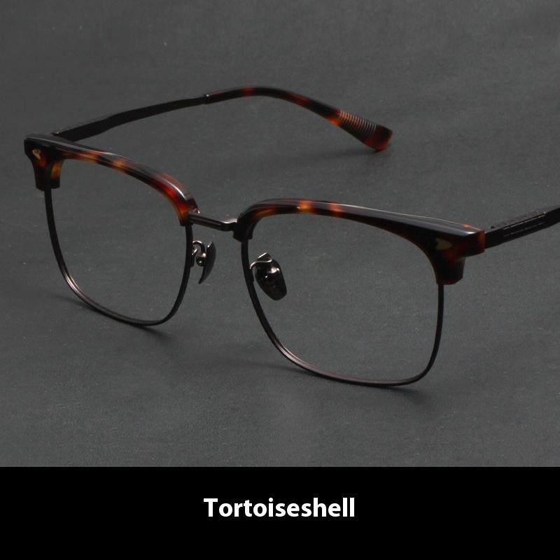 Ultralekkie okulary korekcyjne z czystego tytanu z kwadratową oprawką typu półramka, modne retro stojak 1607