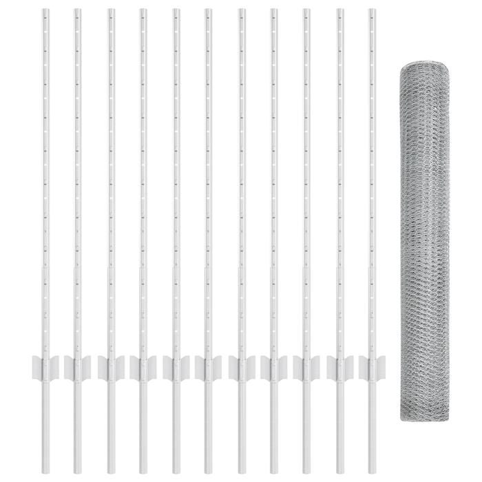 VidaXL Garden Fence Set 2-Piece Galvanized Steel 3336999