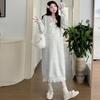 Neues Herbst/Winter Umstands-Strickkleid mit Spitze und Schleife