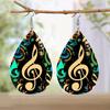 Classical Elegant Music Note Pattern PU Leather Earrings Women's Fashion Drop Dangle Earrings Double-sided Print Lightweight  Earrings