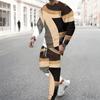Men Black Blue Bohemian Mandala Partial Print Long Sleeve Sweatshirt Jogger Pants Two Piece Suit