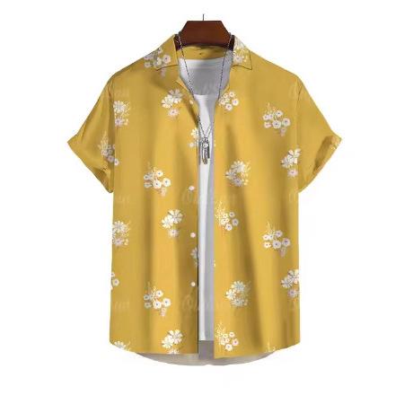 Simple Men's Shirt 3D Floral Print Hawaiian Shirt Men's Daily Casual Short Sleeve Shirt Loose Plus