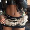 Jeans Decor Leopard Print Plush Belt Furry Jazz Dance Costumes Accessory  Streetwear