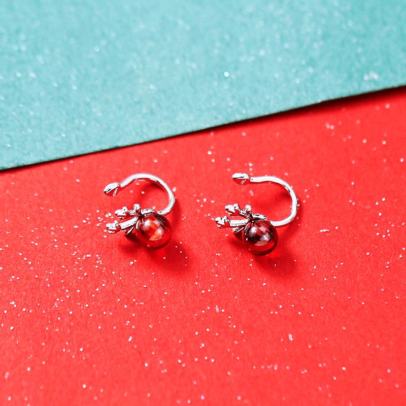 Red Garnet Antler Ear Cuff - No Piercing Mori Style for Women