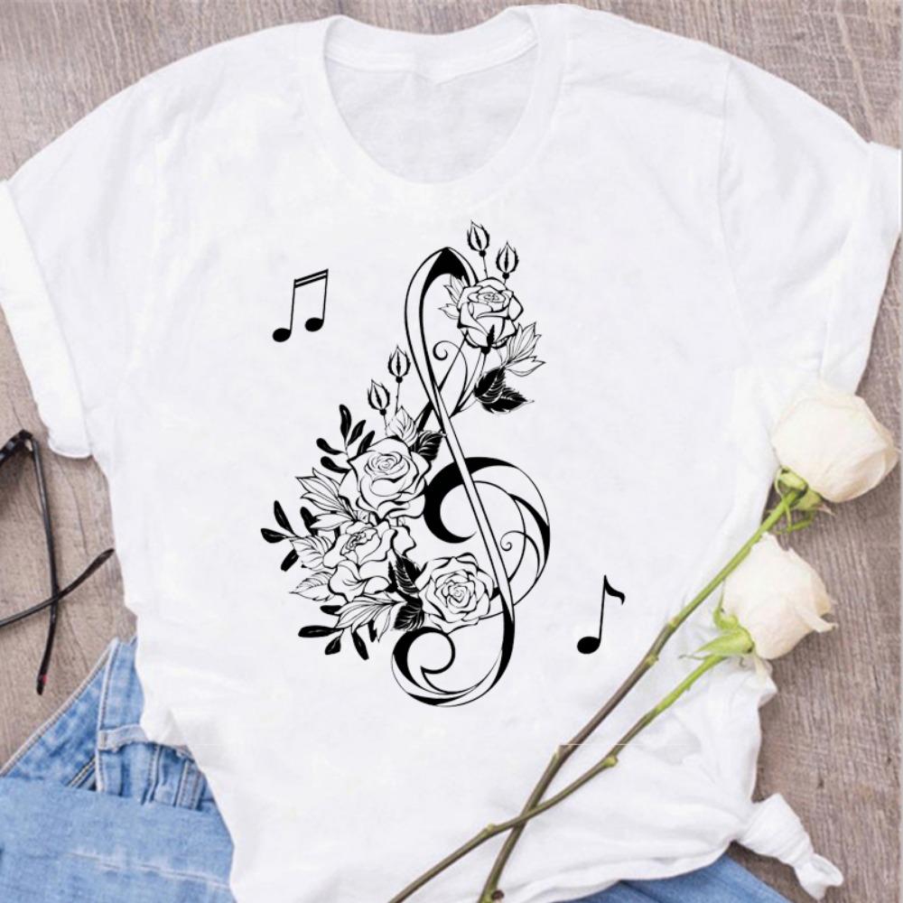 Neue Harajuku Lustige Musik Note Kunst T Shirt Mode Frauen T Shirt Musik Tops Kurzen Ärmeln Schwarzes T-shirt Damen Casual tees Top