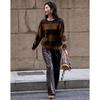 Women's Striped Wool Blend Knit Sweater