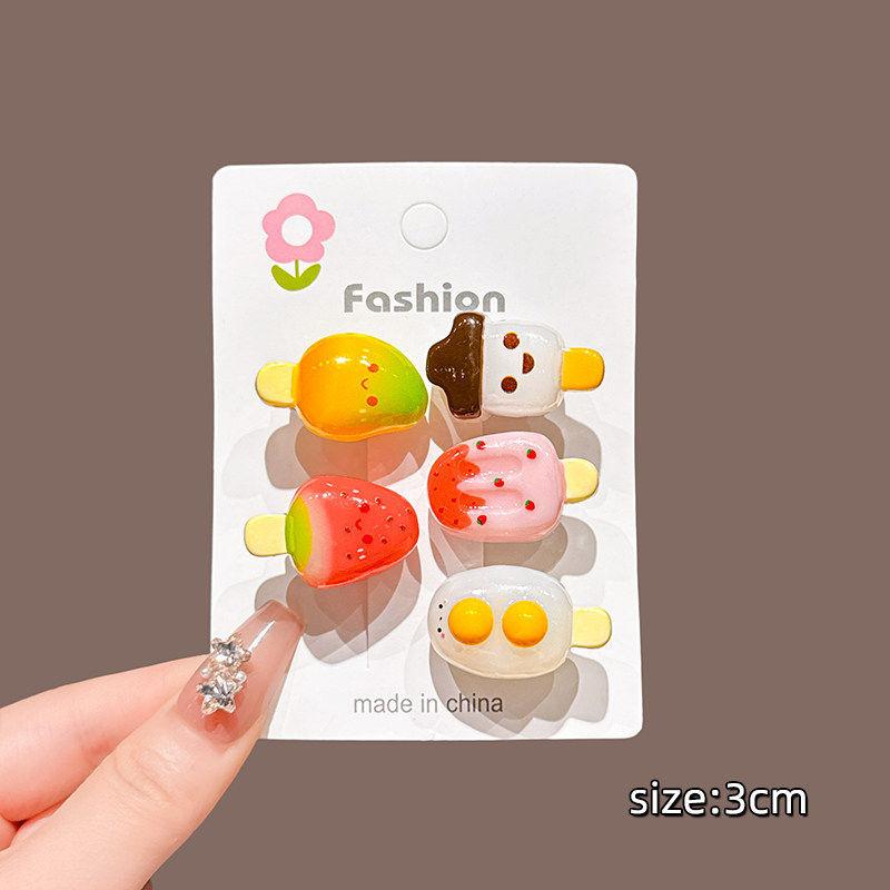 Cute Mini Ice Cream Ice Cream Children S Hairpin Female Fun Funny Bangs Clip Creative Personality Hairpin Headdress *10pcs