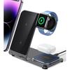 (2024 Upgrade) Charging Station for Apple iPhone/Watch/Airpods, 3 In 1 Wireless Charger for iPhone 16/15/14/13/12/11/XS/XR/XS, iWatch 10/9/Ultra