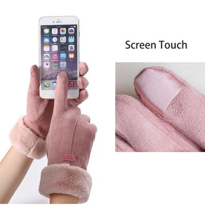 New Fashion Gloves Autumn Winter Cute Furry Warm Mitts Full Finger Mittens Women Outdoor Sport Female Gloves Screen Touch