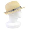 Excellent CHANEL COCO Mark Ribbon Fedora Straw Hat Beige Gray Pile Women M 22S Used