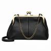 New Women's Bag Clip Mouth Shell Bag Autumn and Winter European Retro Hand-held Shoulder Bag PU Chain Bag