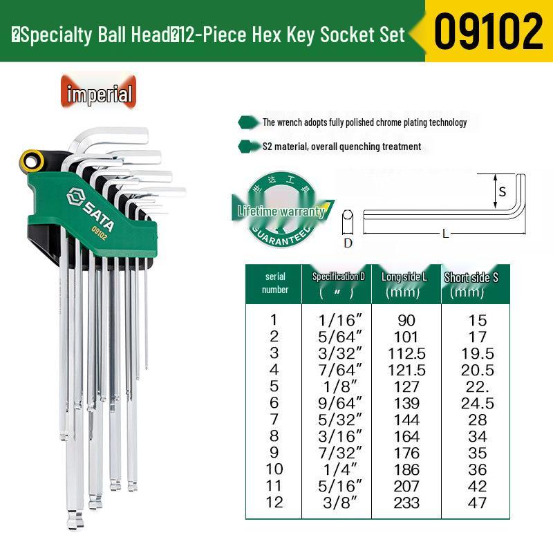 SATA Hex Key Set: Manual Six-Sided Screwdriver Tools
