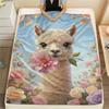 1Pc Cuteflowersanimals Print Flannel Blanket, High Quality Comfortable for All Seasons, Home Decor, Warmth and Comfort, Perfect for Christmas Gifts