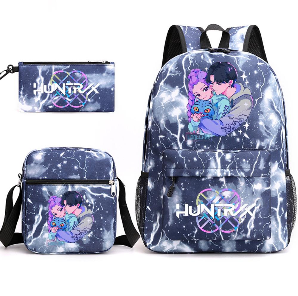 3Pcs/set Cartoon Printed Backpack with Shoulder Bag Pencil Case for Teenager Student Boy Girl School Bag Large Capacity Waterproof Bookbag Kid Gift