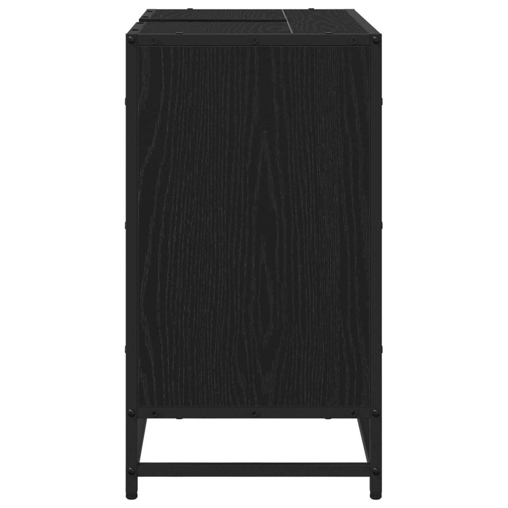 Bathroom Cabinet with Door Black Oak Look 65 X 33 X 60 Cm