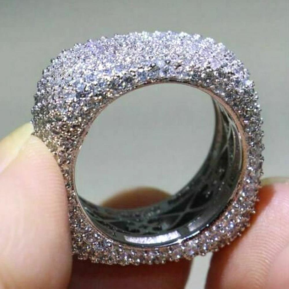 Luxury Crystal Cubic Zirconia Rings for Women Fashion Geometric Band Design Bridal Wedding Party Rings Gorgeous Jewelry