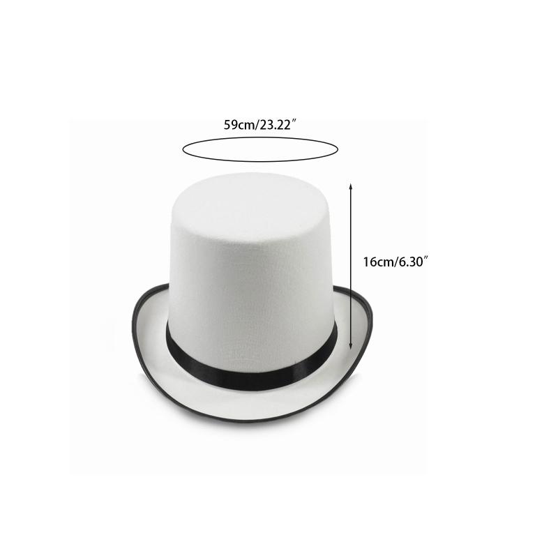 Magician Top Hat White Top Hat Magician Performed Hat Jazz Stage Performances Bowler Top Hat Fancy Dress Costume