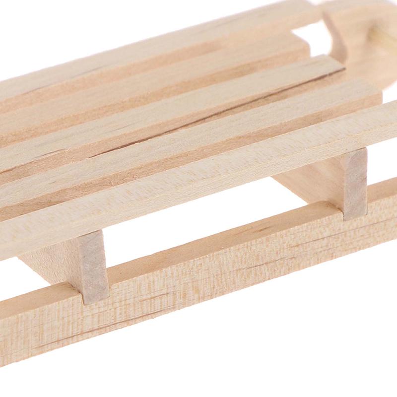 1/12 Dollhouse Miniature Mini Wooden Christmas Sleigh Model Diy Accessory