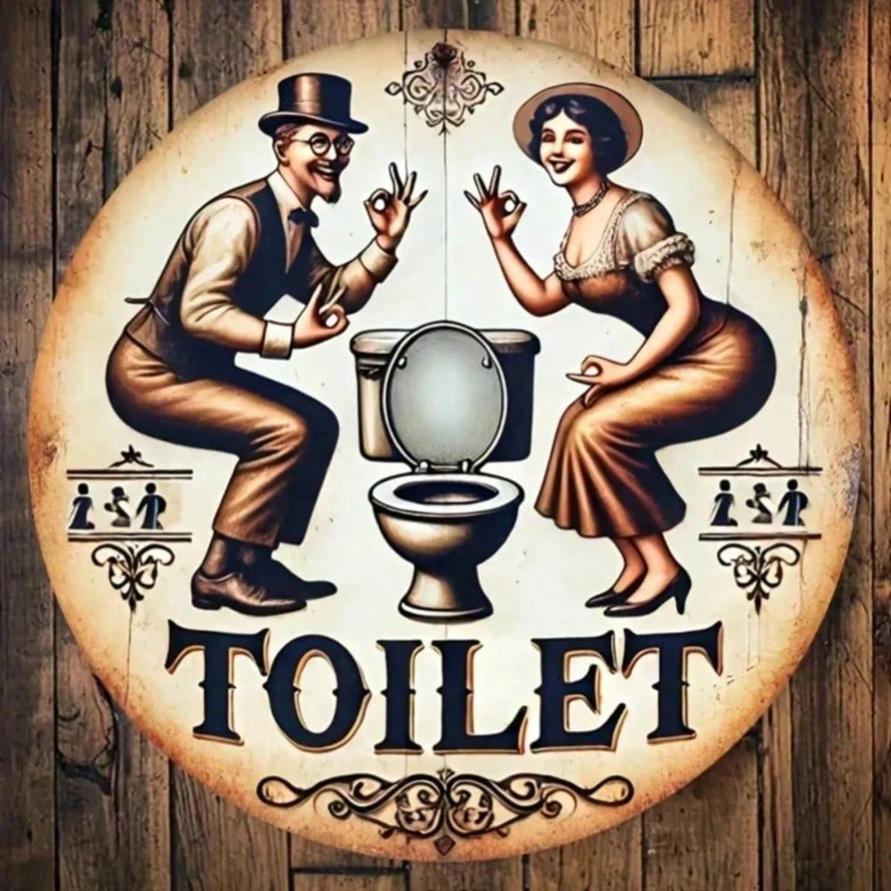 

Retro Toilet Metal Sign, 2D Aluminum Plate Wall Art for Bathroom, Vintage Home Decor Housewarming Gift 20x20 різнокольоровий