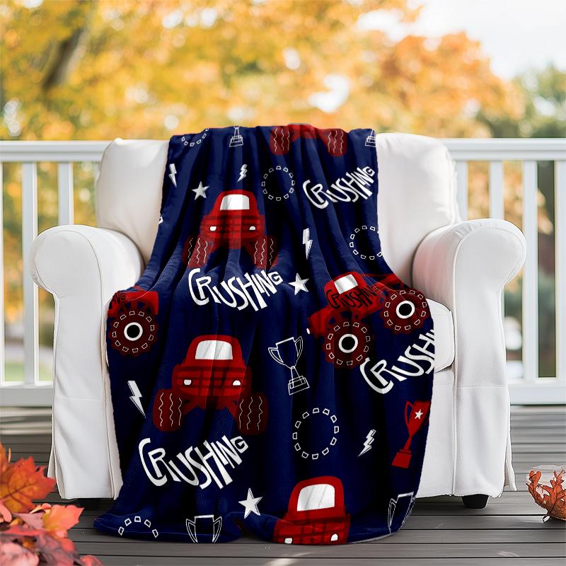 Truck Theme Printed Blanket - Perfect for Couch, Bed, Travel & Outdoor Use | Machine Washable, Cozy & Durable.