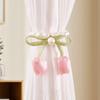 2Pcs Magnetic Clasp Curtain Holdbacks Tulips Bowknot Pearls Beads Window Drape Tiebacks for Living Room Bedroom Decors