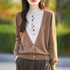 Spring and Autumn's New Semi-high Round-neck Long-sleeved, Color-blocking Design, Versatile Faux Two-piece Knitted Sweater