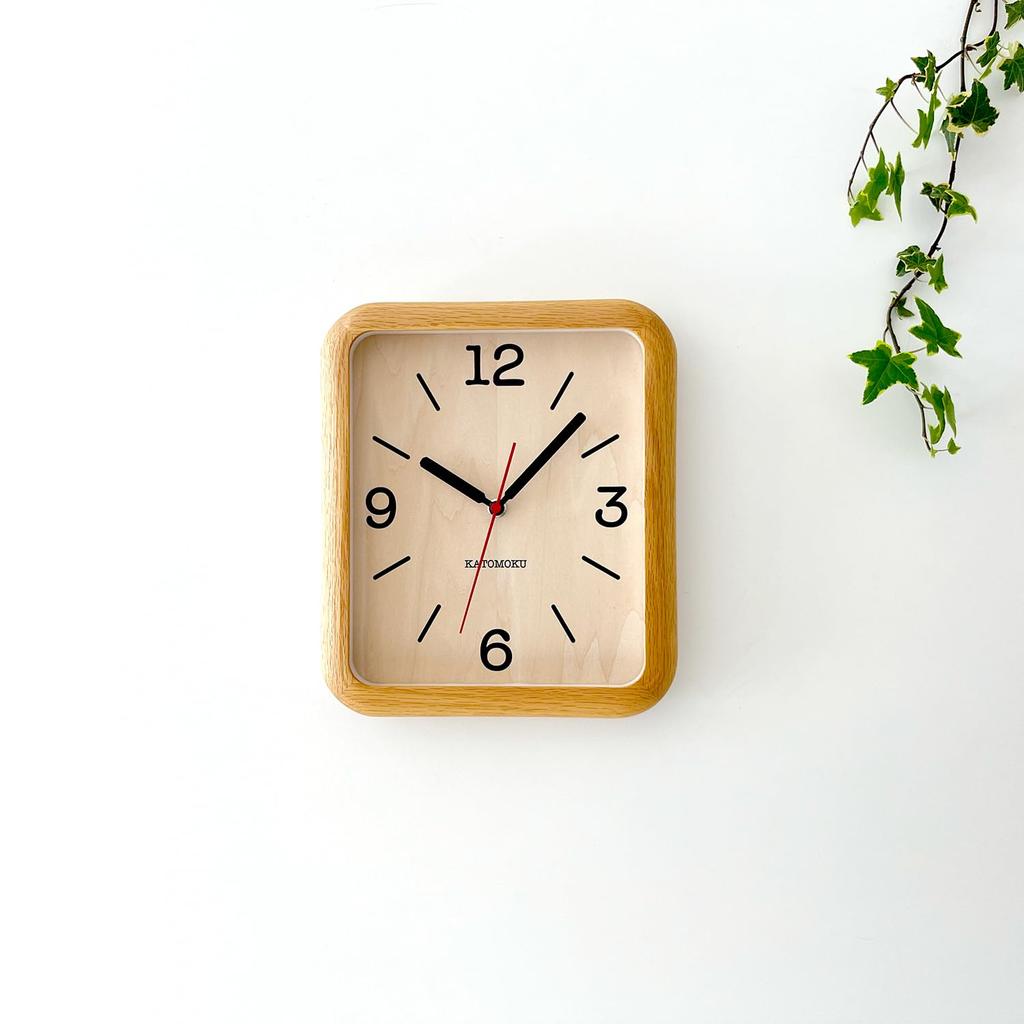 KATOMOKU Muku Clock 19 Oak Wall Clock with Continuous Second Hand, km-133OA, 280mm x 220mm (Radio-Controlled Clock)