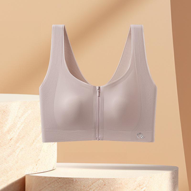 Shockproof Sports Underwear Women's Anti-sagging Front Zipper Bra Beautiful Back Thin Bra Push Up Bra