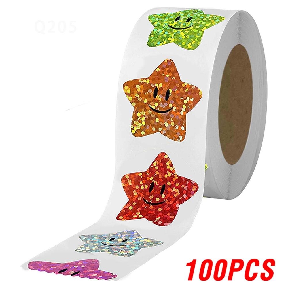 100-500pcs Glitter Star Stickers for Kids School Teacher Reward Sticker Party Decor Small Business Label Scrapbooking Stickers