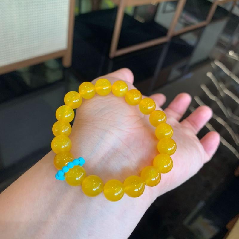 Yellow Agate Beaded Bracelet Women Handmade Boho Style Natural Stone Jewelry 10mm Salt 10mm Yellow Agate Bead Strand Style
