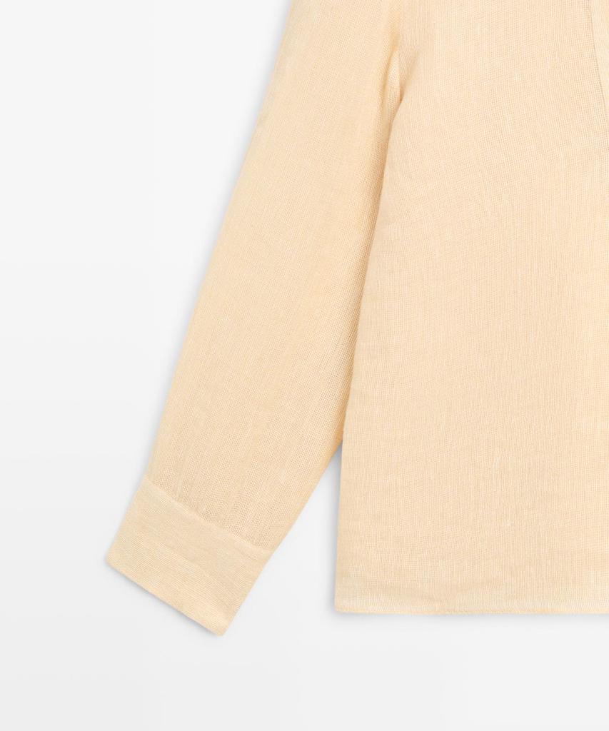 Masimodutti Linen Bib Detail Fluid Blouse