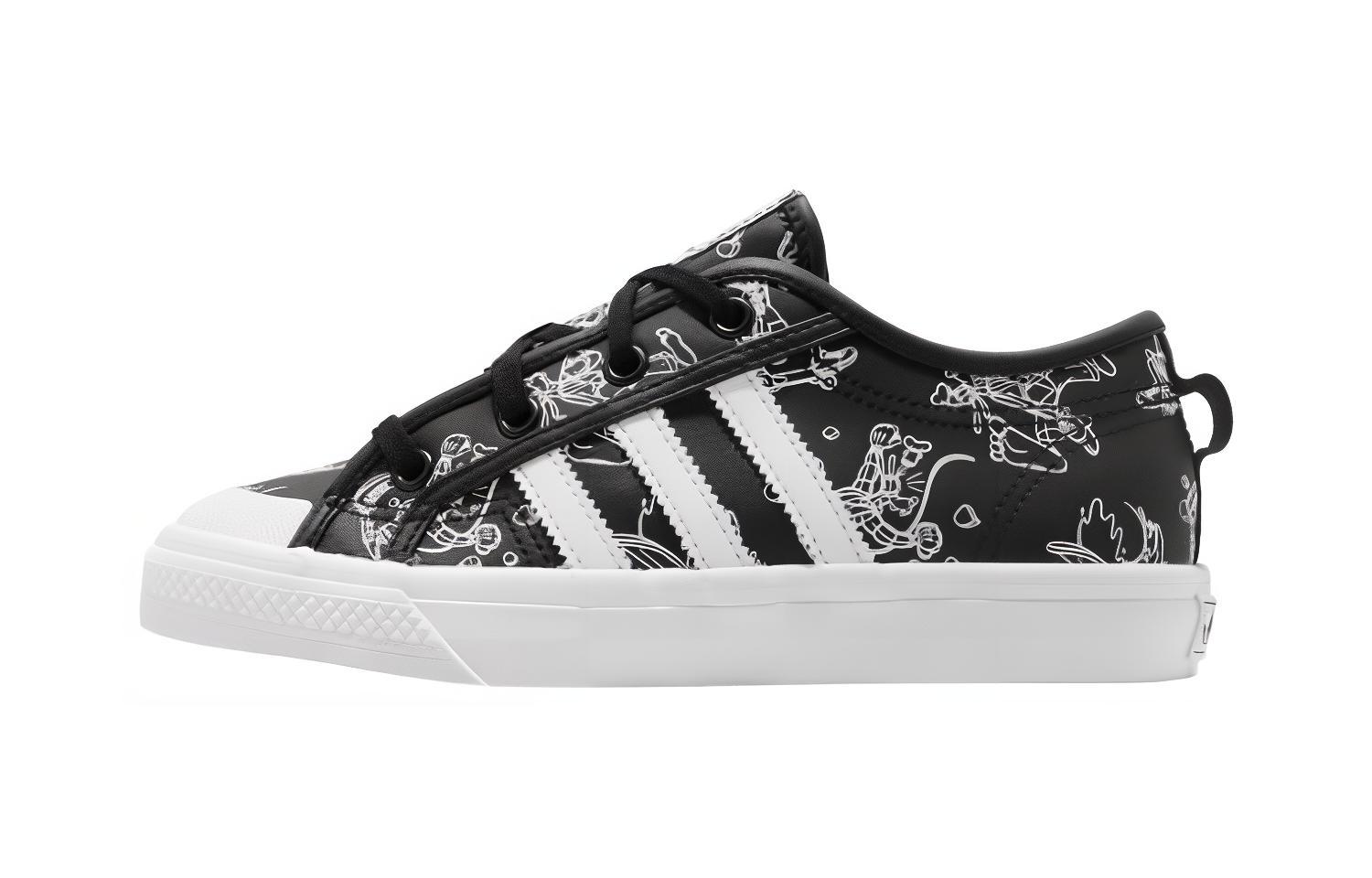 Disney x Adidas Originals NIZZA Sport Goofy Низкие Скейтбордические Кроссовки Черные Детские Возраст 3-7 Лет FW9592 31.5