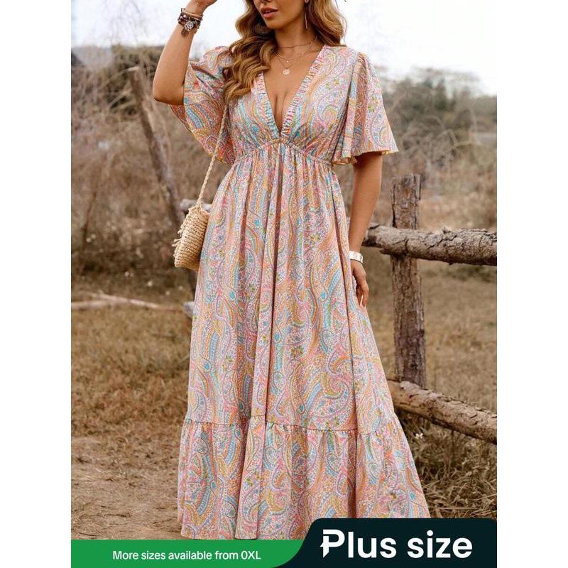 

V-neck Long Dress - Style 89860 4XL
