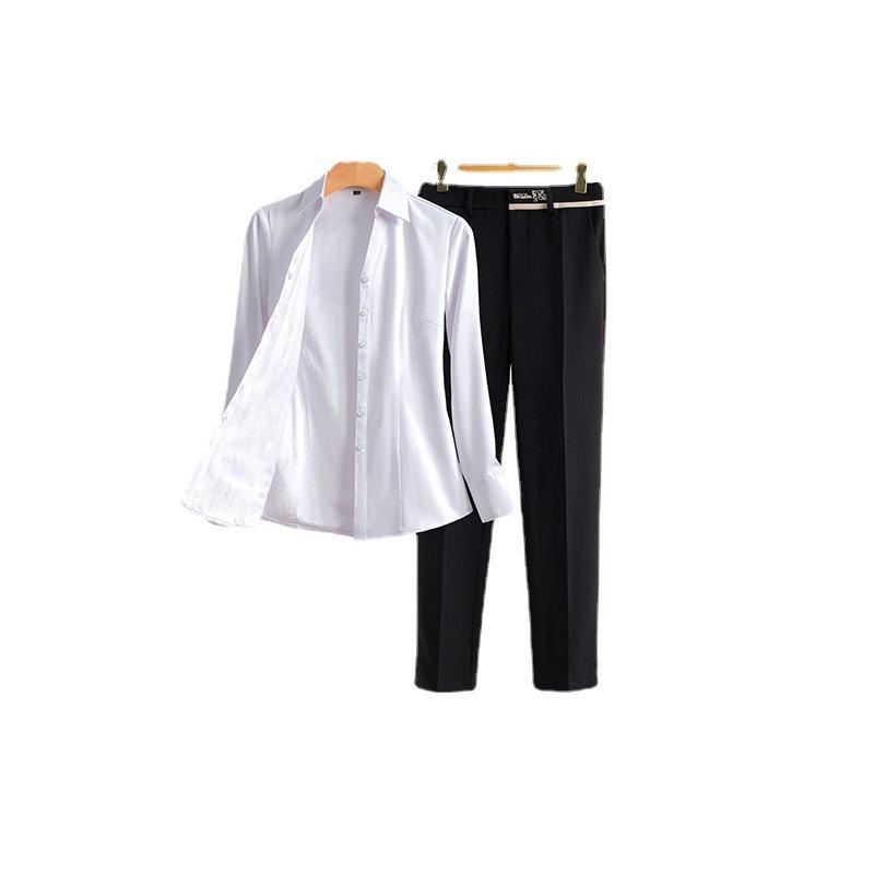 Professional Shirt Women's Solid Color Large Size Top Spring and Autumn Non-ironing Drape Tooling Shirt Casual Long-sleeved Business Overalls