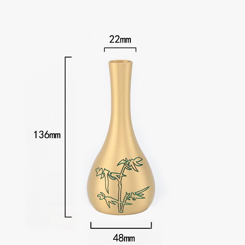 Vintage Brass Feng Shui Vase - Chinese Style Home Decoration Flower Container