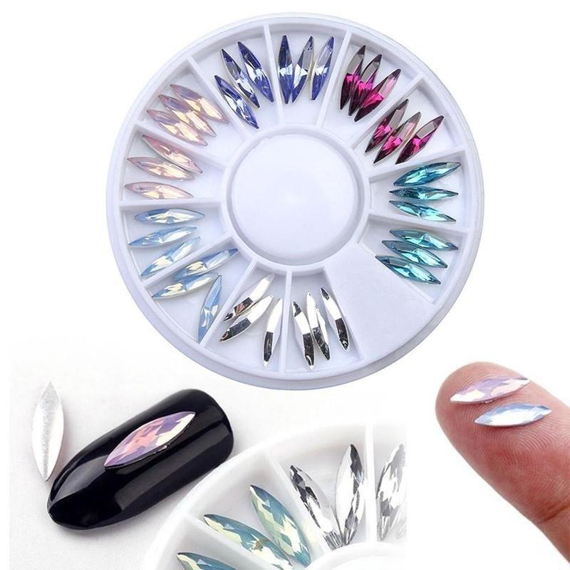 3D Nail Decoration KIt   Nail Rhinestone Colorful Marquise Flat Bottom Nail Rhinestone Stud Nail  Art