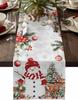 Christmas Snowman Balls Poinsettia Linen Table Runner Party Decor Winter Snowflake Xmas Tree Table Runners Christmas Decorations