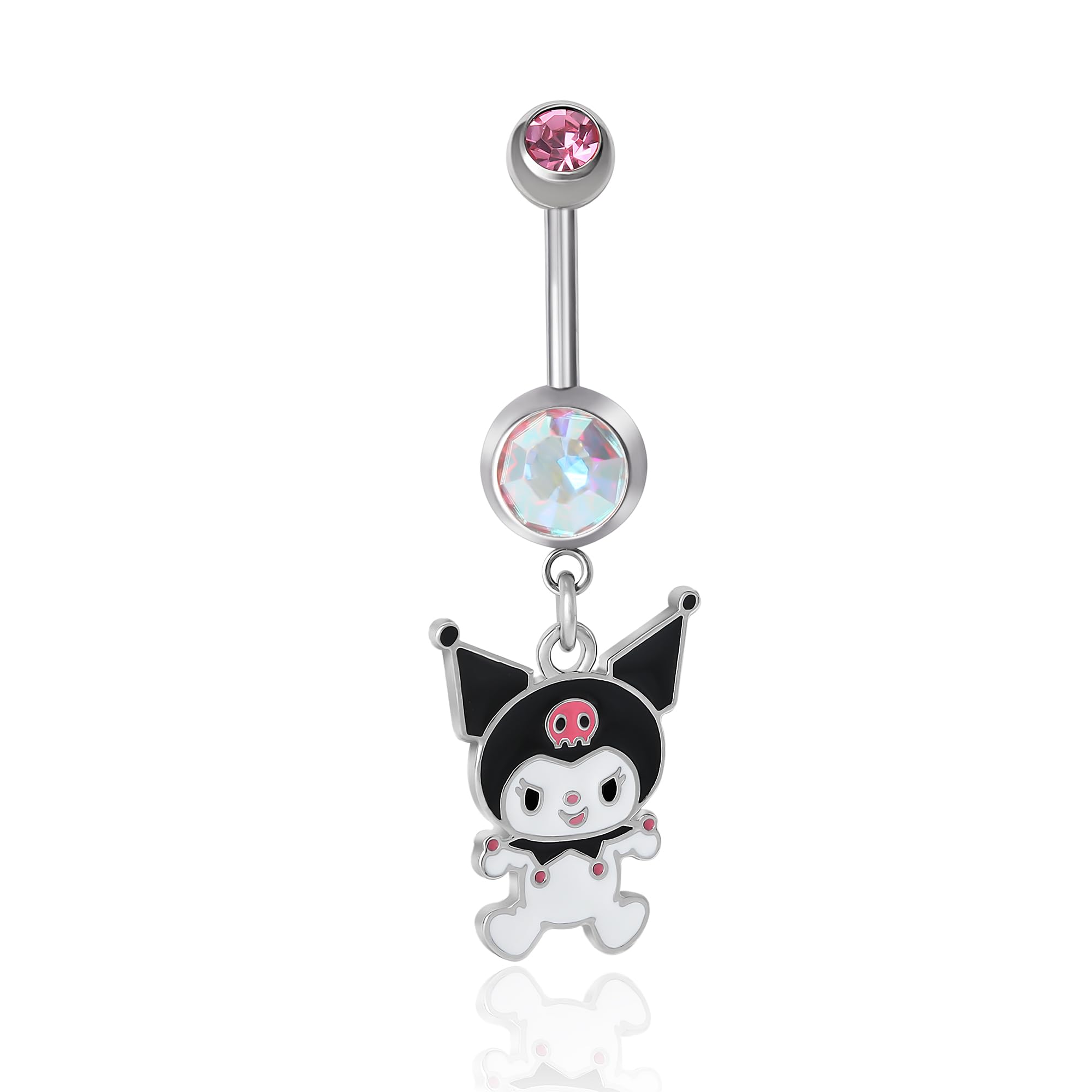 

Hello Kitty Kuromi Belly Button Ring 14g Stainless Steel Kawaii Belly Button Piercing Jewelry Sanrio Official Stainless Crystal License, Steel,